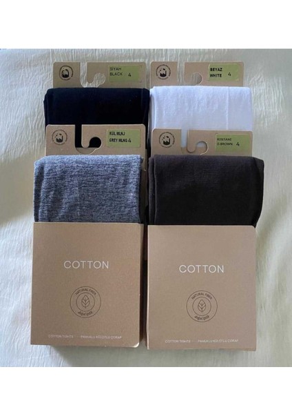 Renkli 4'lü Cotton Kadın Külotlu Çorap Pamuklu & Mat 60 Den Pantyhose ( Doğal Iplik )