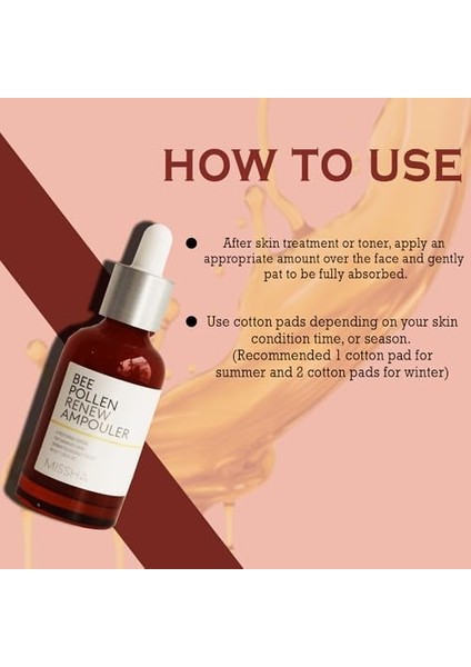 Mıssha Arı Poleni Içeren Yoğun Besleyici Nemlendirici Ampul 40ML Bee Pollen Renew Ampouler