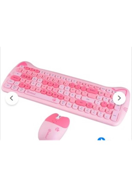 Sevimli Kedi Kablosuz Klavye ve Mouse Seti Bluetooth + 2.4g Dual Mode