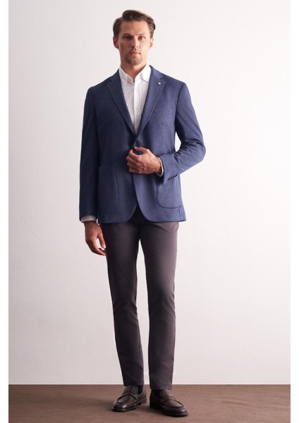 Lacivert Mono Yaka Kendinden Desenli Esnek 6 Drop Comfort Fit Classic Ceket 1002255154 fiyatları