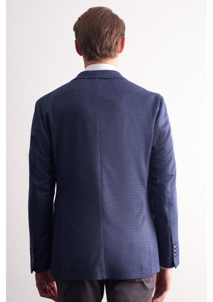 Lacivert Mono Yaka Kendinden Desenli Esnek 6 Drop Comfort Fit Classic Ceket 1002255154 indirimleri