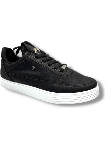 011-2-26 Baskı Deri Bağcıklı Erkek Ayakkabı Siyah Beyaz