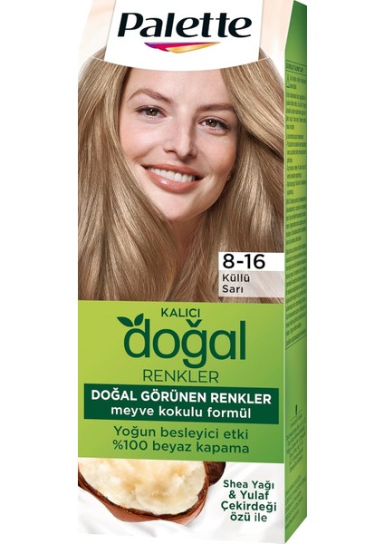Palette Kalıcı Doğal Renkler Saç Boyası 8-16 Küllü Sarı