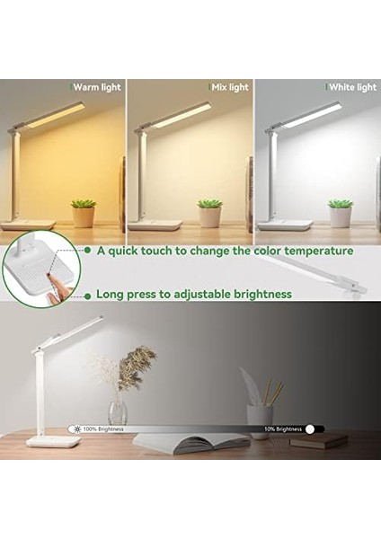Çift Kafa Masa Lambası LED Kısılabilir, Kademesiz Karartma 3 Renk Seviyeleri Göz Koruması LED Masa Lambası, USB Portu Masa Lambası Çocuklar, Yatak Odası Ofis Için Dokunmatik Kontrol Masa Lambası fiyatları