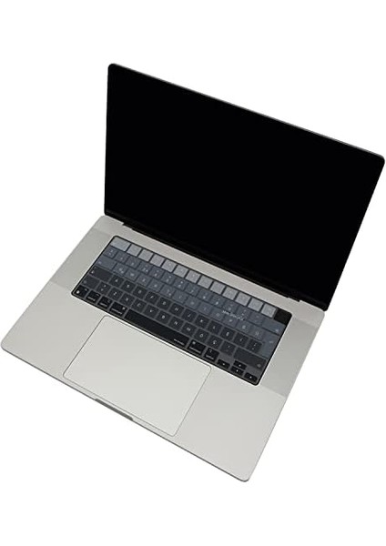 MacBook Klavye Koruyucu Silikon Kılıf Türkçe Q Baskılı Uk-Ters L- Enter Tipi Air 13,6-15,3inç- Pro 14,2-16,2inç M1-M2-M3-M4 Pro Max Uyumlu, Yıkanabilir Silikon Klavye Filmi Siyah Gri modelleri