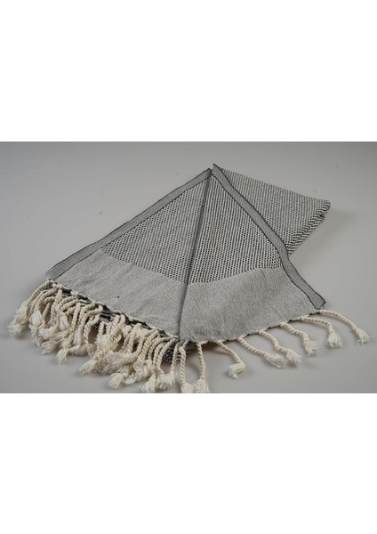 Pamuklu Türk Ev Tekstili - - Plaj - Spor Fitness ve Jimnastik Için 100X180 cm 380GR (Siyah-Beyaz)