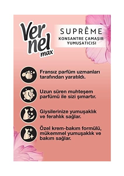 Vernel Max Konsantre Çamaşır Yumuşatıcısı 1200 ml 50 Yıkama Supreme Romance fiyatları