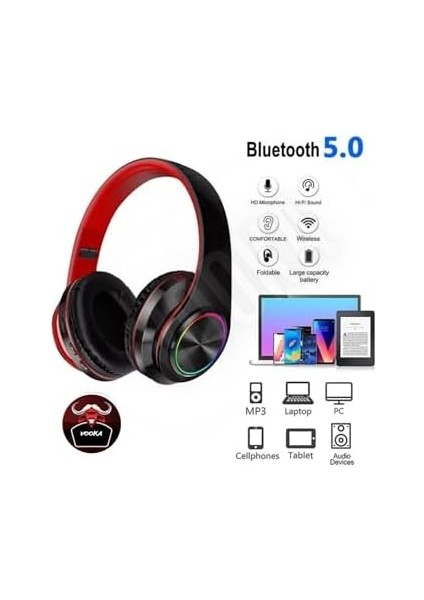 Vooka Togo M39 Bluetooth Kulaküstü Kulaklık LED Işıklı Mikrofonlu Kablosuz Kulak Üstü Kulaklık Uni fiyatları