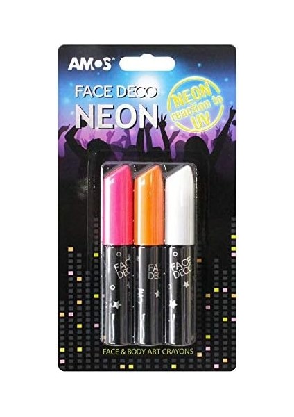 Amos FD10B3-ND Yuz Boyasi Gece Parlayan 3'lu Blister, 3 Renk fiyatları