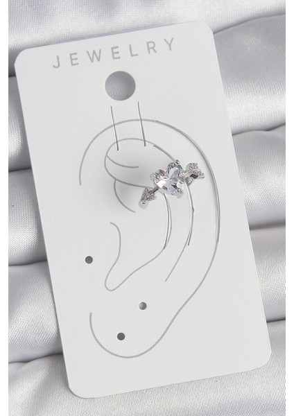 Pirinç Gümüş Renk Zirkon Taşlı Yıldız Model Kadın Kıkırdak Küpe fiyatları