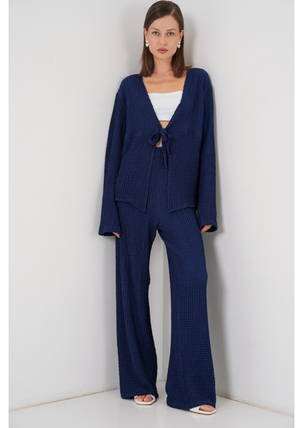 Kadın Örme Bluz Pantolon Ikili Takım 30052 - Lacivert
