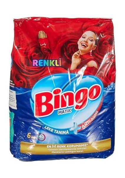 Bingo Matik Renkli 40 Yıkama Toz Çamaşır Deterjanı 1 x 6 kg , 6000 G modelleri