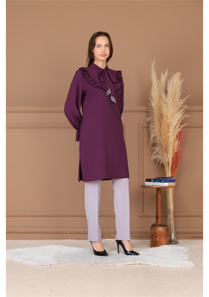 Asel Tesettür Takım Mürdüm ELB82 modelleri