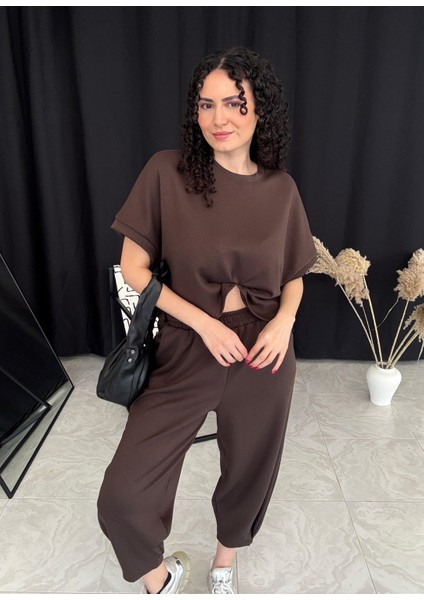 Acı Kahve Bisiklet Yaka Şalvar Pantolon Takım fiyatları