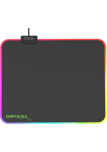 Inca IMP-024T Empousa Rgb 7 LED Medıum Mousepad (320X270X3MM),12 Farklı Değişebilen Dokunmatik Işık Efekti,hızlı Kayan Yüzey, Kaymaz Kauçuk Taban