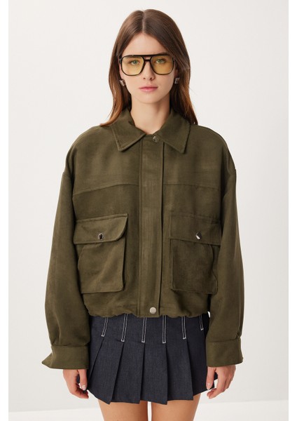 Polo Yaka Süet Ceket LDP0088 Haki fırsatları