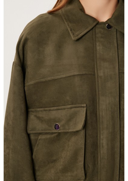 Polo Yaka Süet Ceket LDP0088 Haki indirimleri