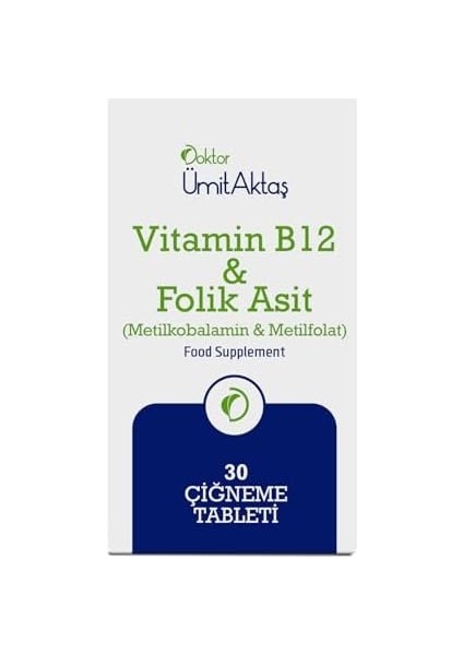 Dr. Ümit Aktaş Vitamin B12 & Folikasit - Aktif B9-30 Tablet modelleri