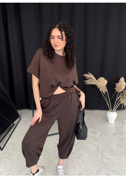 Acı Kahve Bisiklet Yaka Şalvar Pantolon Takım fırsatları