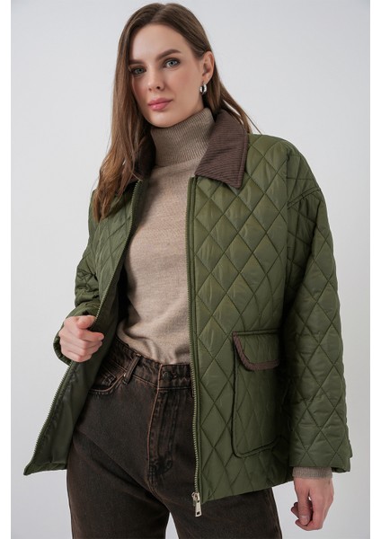 Kadın Kapitone Overisze Mont 5229 - Haki