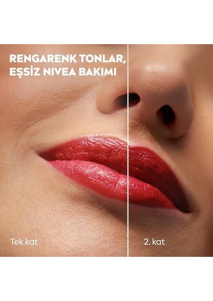 Nıvea SPF30 Kırmızı Renkli Dudak Bakım Kremi,4,8gr,24 Saat Nemlendirme,e Vitamini,organik Badem Yağı,shea Yağı,dudak ve Yanaklar Için,allık Etkisi,mineral Yağı Bulunmaz