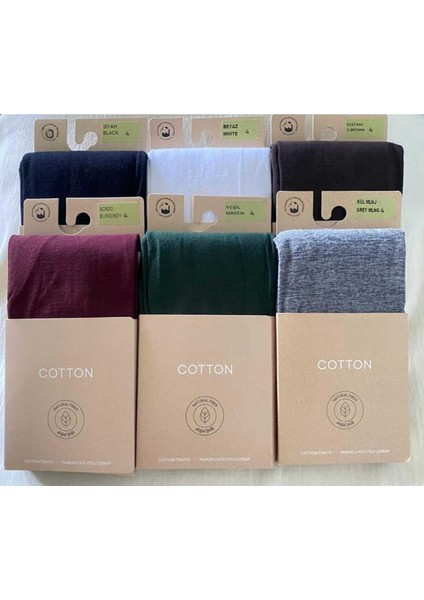 Çok Renkli 6'lı Paket Cotton Kadın Külotlu Çorap Pamuklu & Mat 60 Den Pantyhose ( Doğal Iplik )