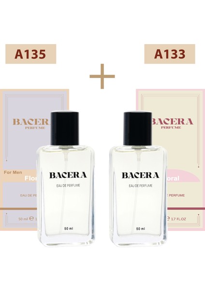 Bacera A135 Floral Erkek Parfüm 50ML Edp A133 Floral Kadın Parfüm 50ML Edp
