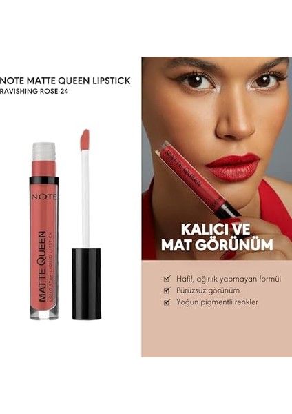 Note Matte Queen Lipstick 24 Ravishing Rose Kalıcı Likit Ruj, Nude modelleri