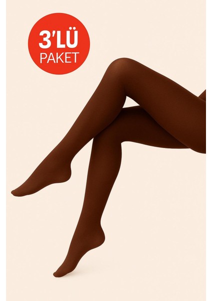 Kadın 3'lü Paket Kestane Külotlu Çorap Orta Kalın Mus Micro 40 Den Opak Mat Pantyhose modelleri