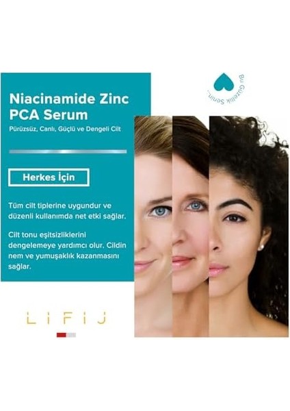 Lifij Niacinamide Zinc Pca Serum, Daha Güçlü Bir Cilt Bariyeri, Gözeneklerde Gözle Görünür Küçülme, Cilt Tonunu Eşitleyen Özel Formül (30ML) modelleri
