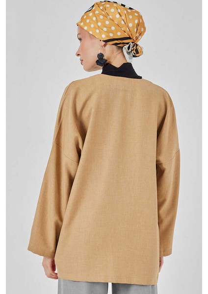 Keten Tesettür Kimono 5968 - Camel fiyatları