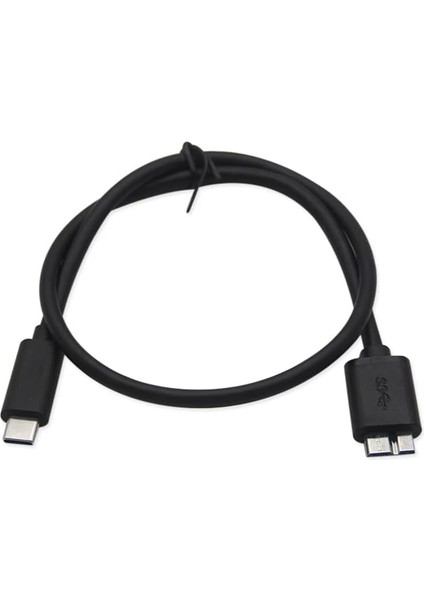 Type C To Micro B 3.0 Kablo 1 Metre Siyah Renk Hızlı Veri Aktarım Kablosu Micro B Harici Harddisk Kablosu