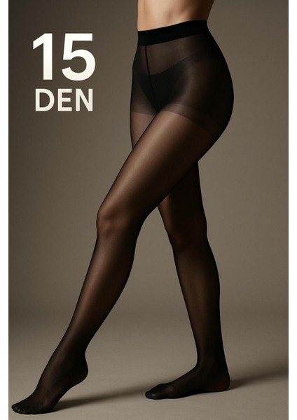 Kadın Siyah Rengi Ince Fit 15 Den Parlak Burunlu Külotlu Çorap