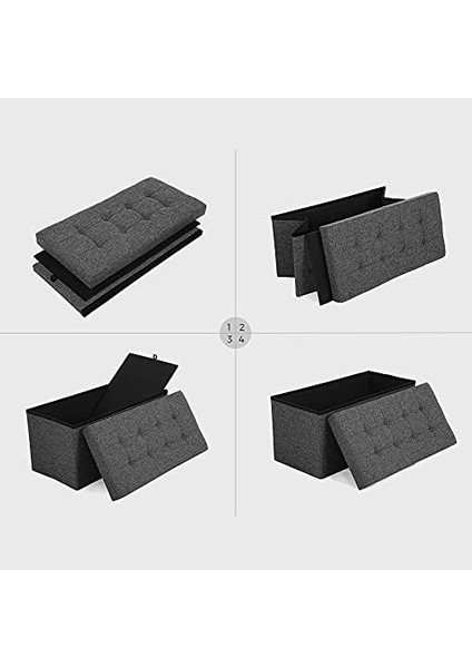 Saklama Alanlı Tabure Oturma Bankı Katlanabilir 2 Kişilik Yük Kapasitesi 300 kg Deri Kırmızı 76 x 38 x 38 cm LSF40R, Koyu Gri, 76 x 38 x 38 cm fiyatları