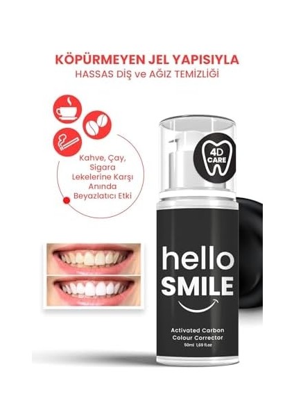 Hello Smile Aktif Karbonlu Anında Beyazlatıcı Diş Jeli