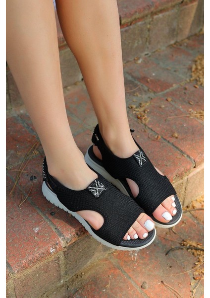 Günlük Kadın Triko Taşlı Sandalet Yumuşak Rahat Ortopedik modelleri