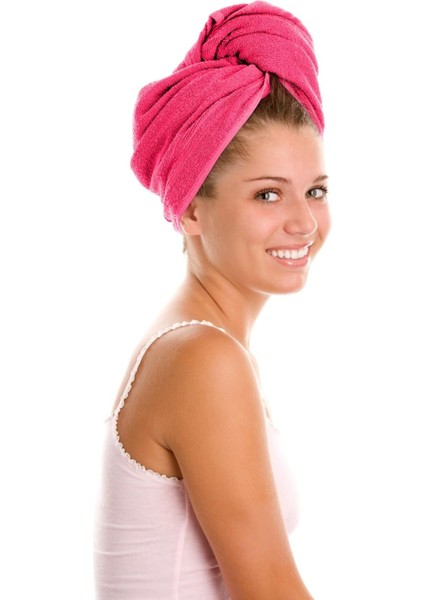 ANILSAN%100 Pamuk Fuşya Havlu Bone Saç Kurutma Bonesi Kafa Havlusu Duş Banyo Bonesi Islak Saç Kurulama Bone modelleri