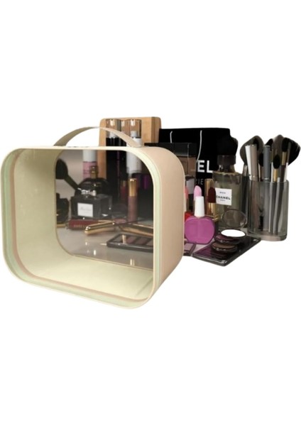 Wiforte Şeffaf Makyaj Çantası - Makyaj Malzemesi Düzenleyici, Sütyen ve Iç Çamaşır Organizeri, Kozmetik Malzemesi Saklama Çantası (Pudra)