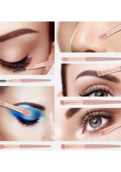 8'li Profesyonel Makyaj Fırça Seti, Rose Gold, Seyahat Çantalı, Göz ve Yüz Makyajı Için modelleri
