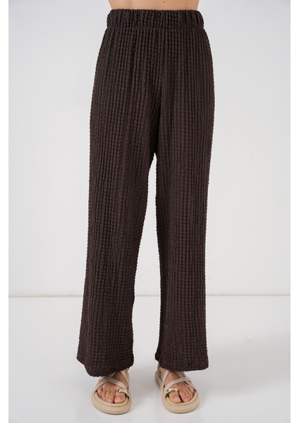 Kadın Örme Bluz Pantolon Ikili Takım 30052 - Kahverengi modelleri