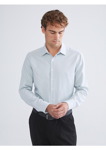 Yeni Sezon Slim Fit Uzun Kollu Armürlü Erkek Gömlek