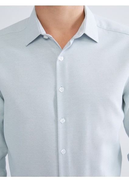 Yeni Sezon Slim Fit Uzun Kollu Armürlü Erkek Gömlek modelleri