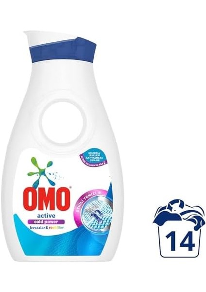 Omo Active Sıvı Çamaşır Deterjanı Beyazlar ve Renkliler 910 ml 14 Yıkama