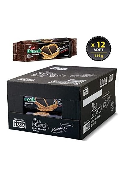 Eti Burçak Bitter Çikolatalı Yulaflı Bisküvi 114 G x 12 Adet fiyatları