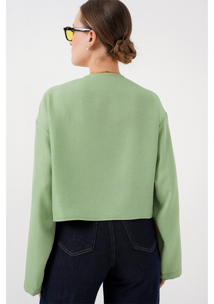 Önü Bağlamalı Keten Kimono 960 - E.yeşil modelleri