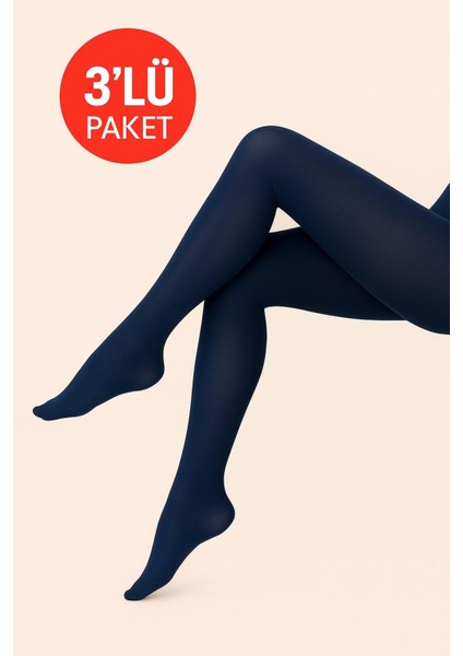 Kadın 3'lü Paket Açık Lacivert Külotlu Çorap Orta Kalın Mus Micro 40 Den Opak Mat Pantyhose modelleri