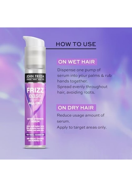 John Frieda Frizz Ease Kalın ve Inatçı Saçlar Için Ekstra Güç Serum 50 ml