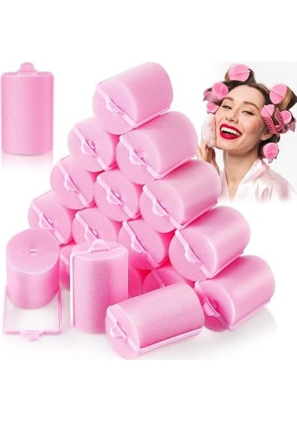 Joyzzz 18 Parça Sünger Saç Silindirleri, Büyük Yumuşak Köpük Saç Şekillendirici Maşalar 40 Mm, Dıy Kabarık Bukleler Stil Araçları Aksesuarları, Kadınlar Için Isı Yok Salon Kuaförlük Maşaları Silindir