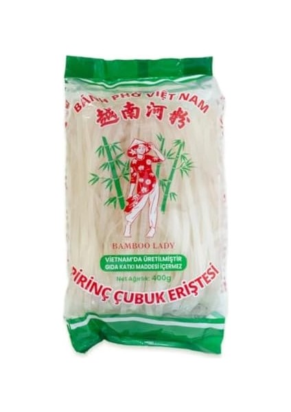 Bamboo Lady Pirinç Çubuk Eriştesi 5mm, Vietnam Menşeli, 400G (Vietnamese Rice Stick Noodle)