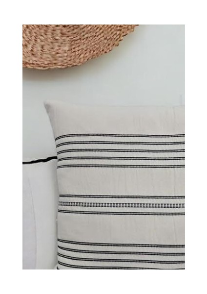 Dokuma TASARIM%100 Pamuklu 45X45CM Kırlent Kılıfı Krem Krem-Siyah fiyatları